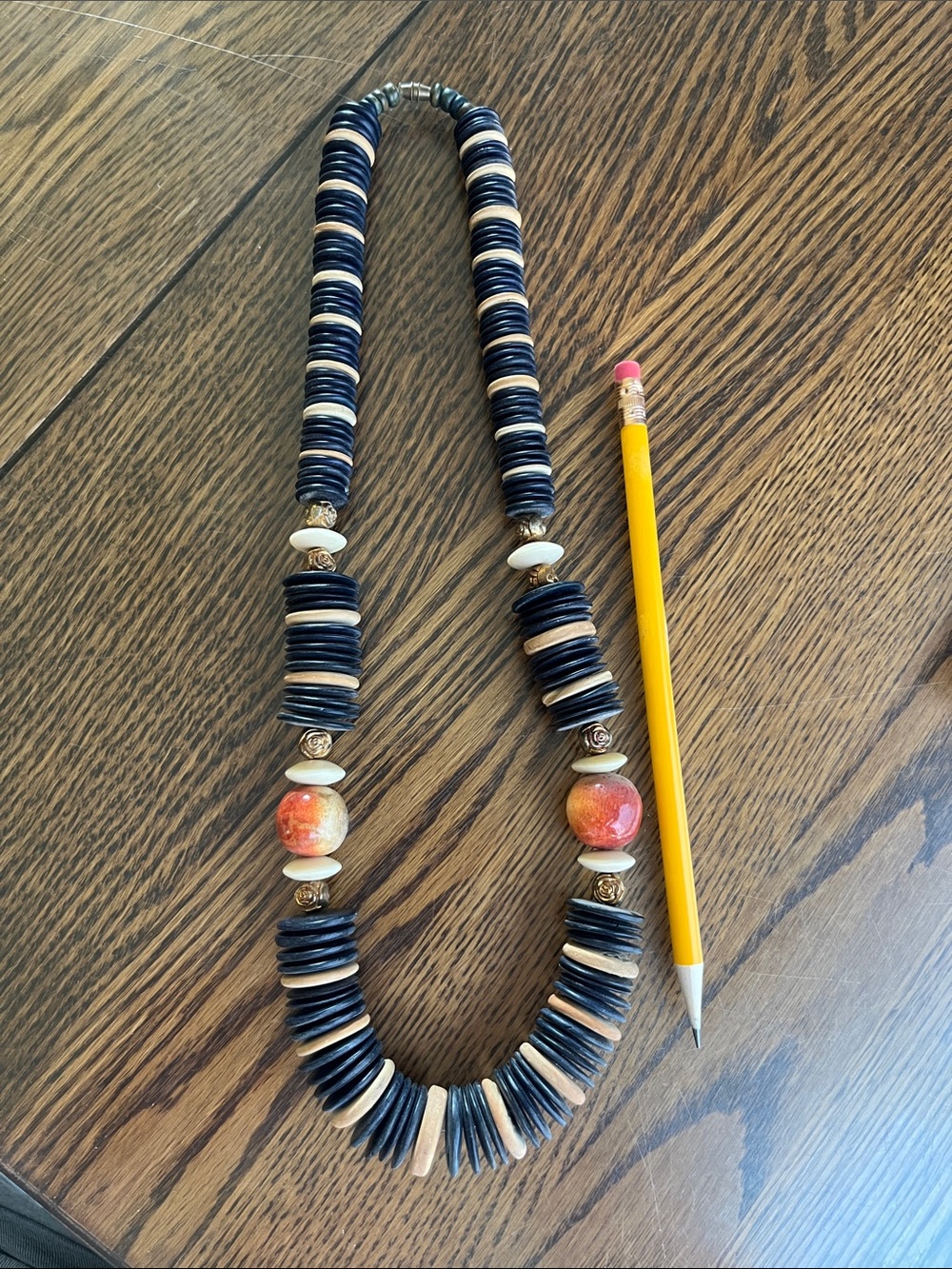 Beaded Kids Necklace in Navy and Cream